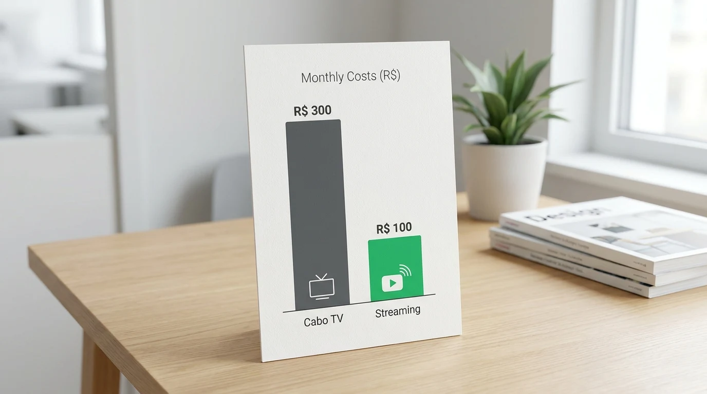 Grafico comparativo de economia entre TV a cabo e streaming de futebol